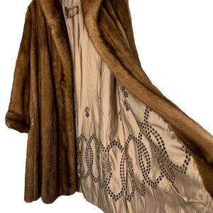 Vintage L/XL Hoffman-Morton Mink Fur Coat Satin Embroidered Lining 7733